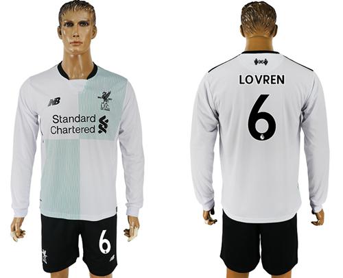 Liverpool #6 Lovren Away Long Sleeves Soccer Club Jersey
